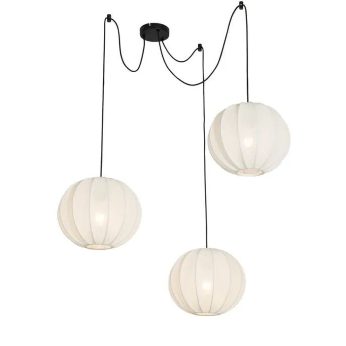 Design-Pendelleuchte weiß Seide 30 cm 3-Licht - Plu
