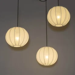 Design-Pendelleuchte weiß Seide 30 cm 3-Licht - Plu