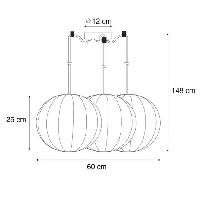 Design-Pendelleuchte weiß Seide 30 cm 3-Licht - Plu