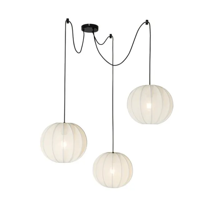 Design-Pendelleuchte weiß Seide 30 cm 3-Licht - Plu