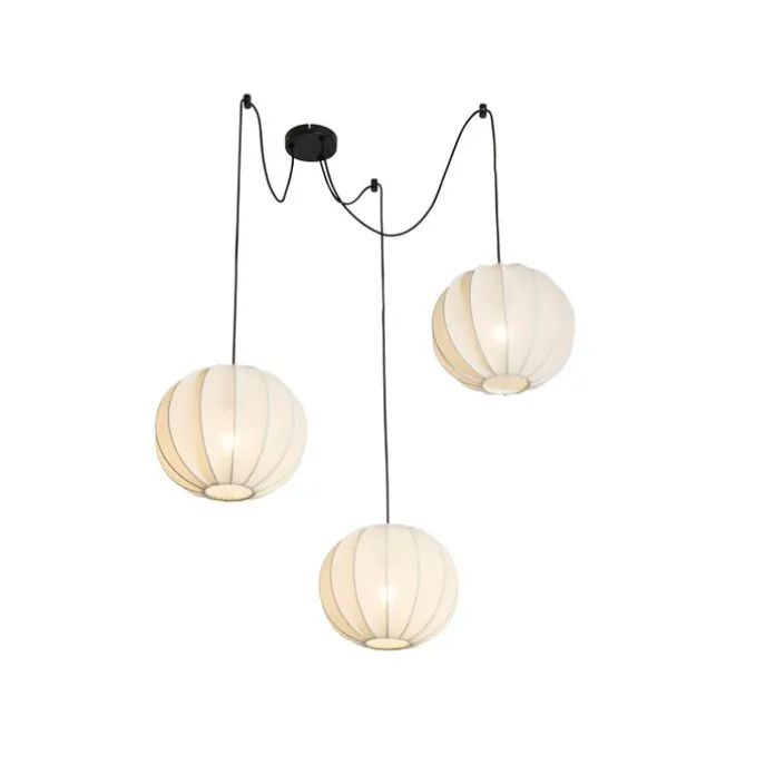 Design-Pendelleuchte weiß Seide 30 cm 3-Licht - Plu