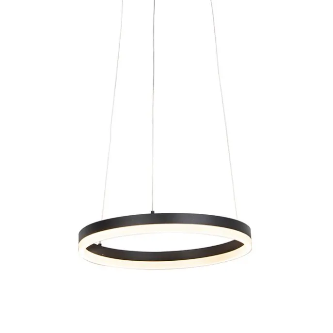Design-Ring-Hängelampe schwarz 40 cm inkl. LED und Dimmer - Anello