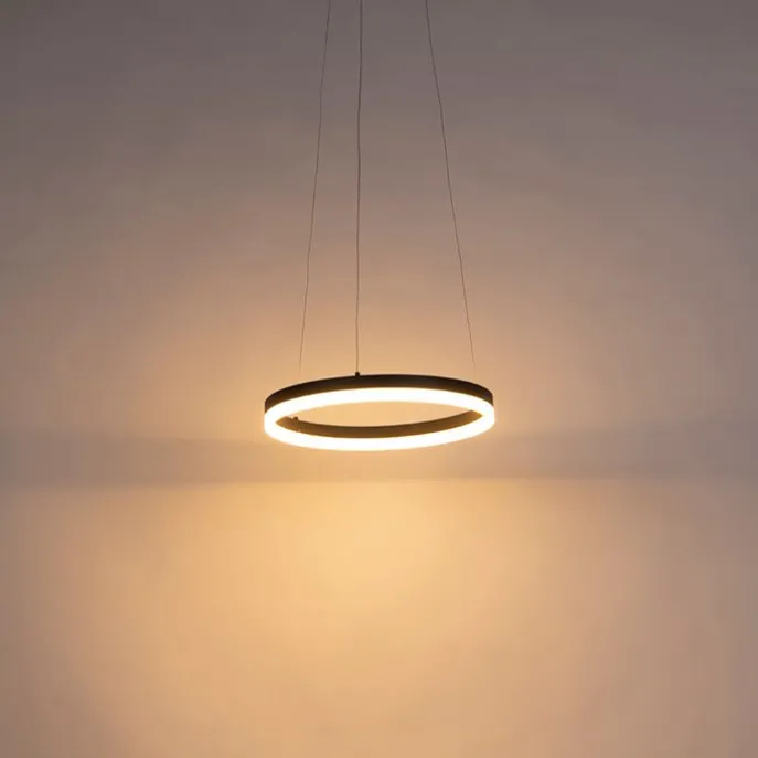 Design-Ring-Hängelampe schwarz 40 cm inkl. LED und Dimmer - Anello