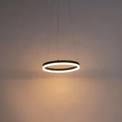 Design-Ring-Hängelampe schwarz 40 cm inkl. LED und Dimmer - Anello