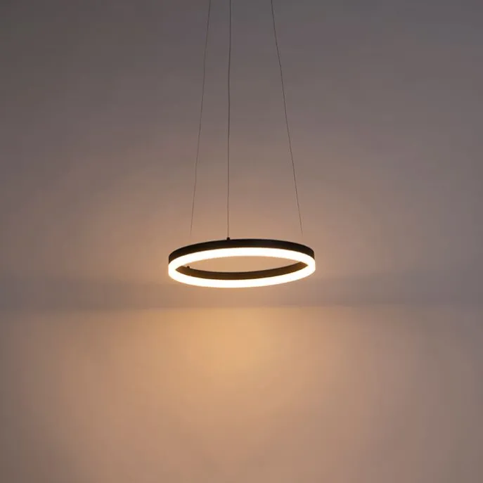 Design-Ring-Hängelampe schwarz 40 cm inkl. LED und Dimmer - Anello