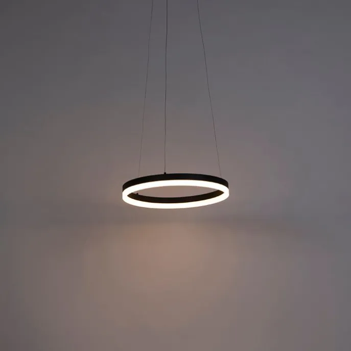 Design-Ring-Hängelampe schwarz 40 cm inkl. LED und Dimmer - Anello