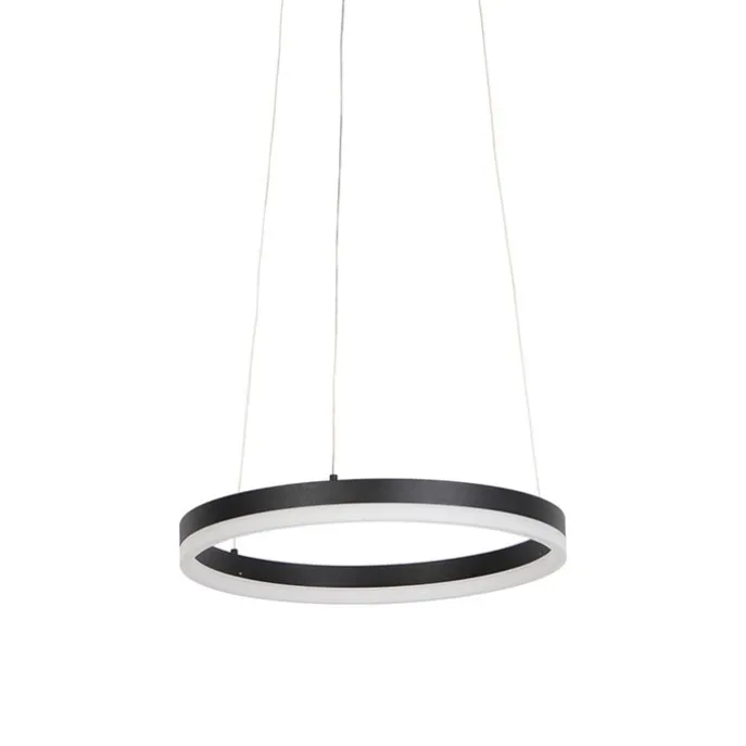 Design-Ring-Hängelampe schwarz 40 cm inkl. LED und Dimmer - Anello