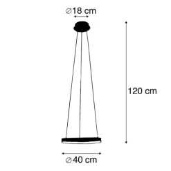 Design-Ring-Hängelampe schwarz 40 cm inkl. LED und Dimmer - Anello