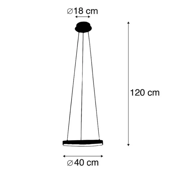 Design-Ring-Hängelampe schwarz 40 cm inkl. LED und Dimmer - Anello