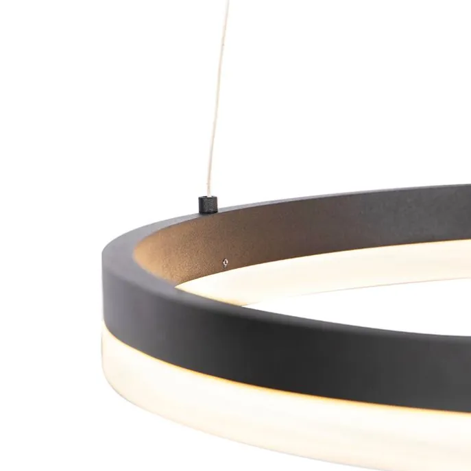 Design-Ring-Hängelampe schwarz 40 cm inkl. LED und Dimmer - Anello