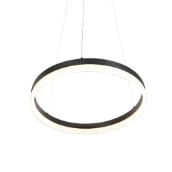 Design-Ring-Hängelampe schwarz 40 cm inkl. LED und Dimmer - Anello