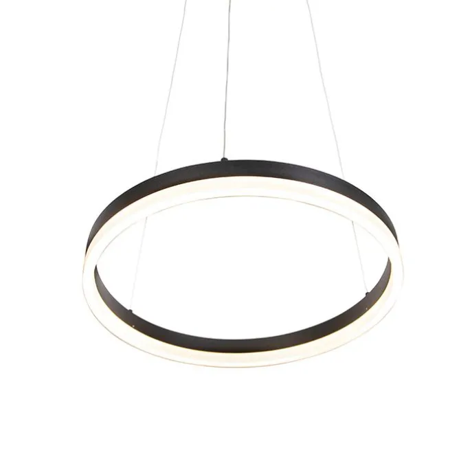 Design-Ring-Hängelampe schwarz 40 cm inkl. LED und Dimmer - Anello