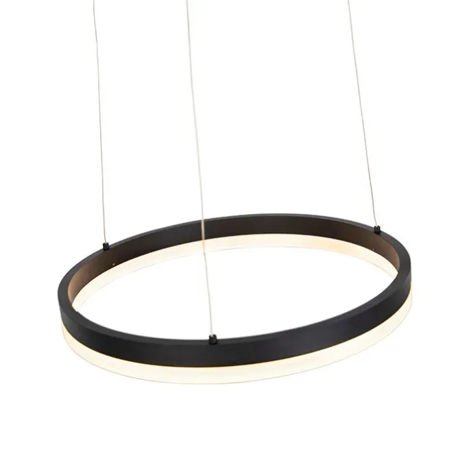 Design-Ring-Hängelampe schwarz 40 cm inkl. LED und Dimmer - Anello