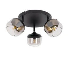 Design-Spot schwarz mit Gold und Rauchglas 3-flammig rund – Kyan