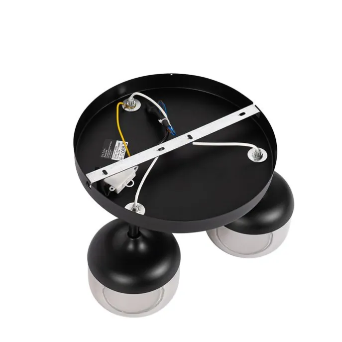 Design-Spot schwarz mit Gold und Rauchglas 3-flammig rund – Kyan