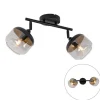 Design-Spot schwarz mit Gold und Rauchglas 2-flammig – Kyan