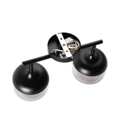 Design-Spot schwarz mit Gold und Rauchglas 2-flammig – Kyan