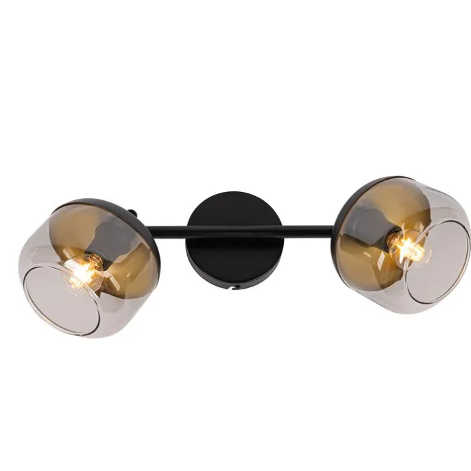 Design-Spot schwarz mit Gold und Rauchglas 2-flammig – Kyan