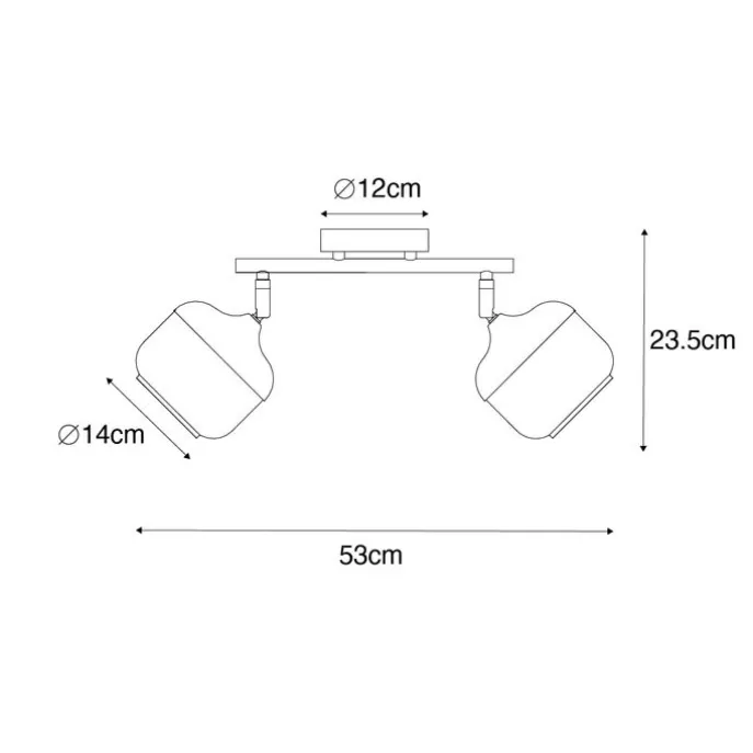 Design-Spot schwarz mit Gold und Rauchglas 2-flammig – Kyan