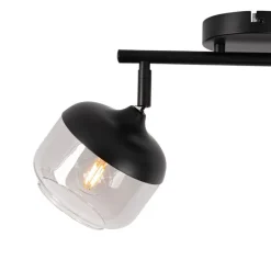 Design-Spot schwarz mit Gold und Rauchglas 2-flammig – Kyan