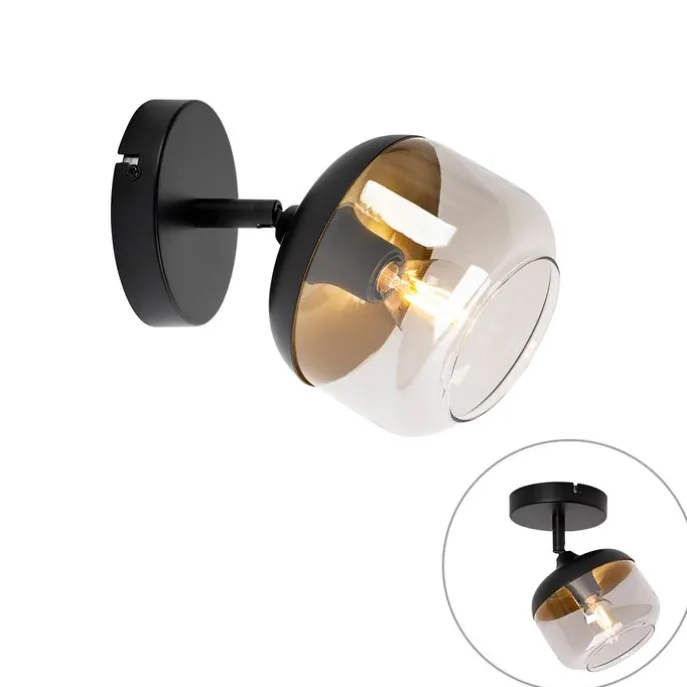 Design-Spot schwarz mit Gold und Rauchglas – Kyan