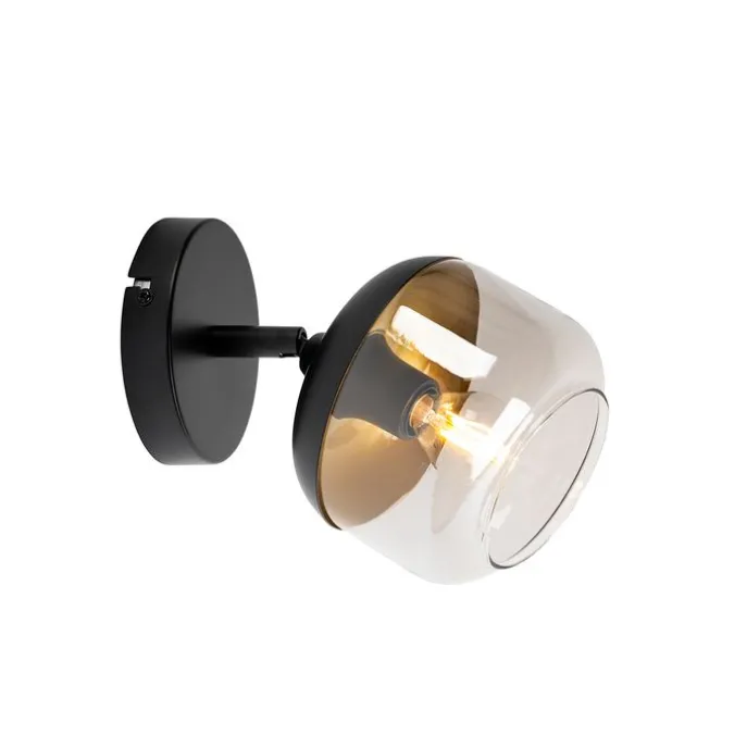 Design-Spot schwarz mit Gold und Rauchglas – Kyan