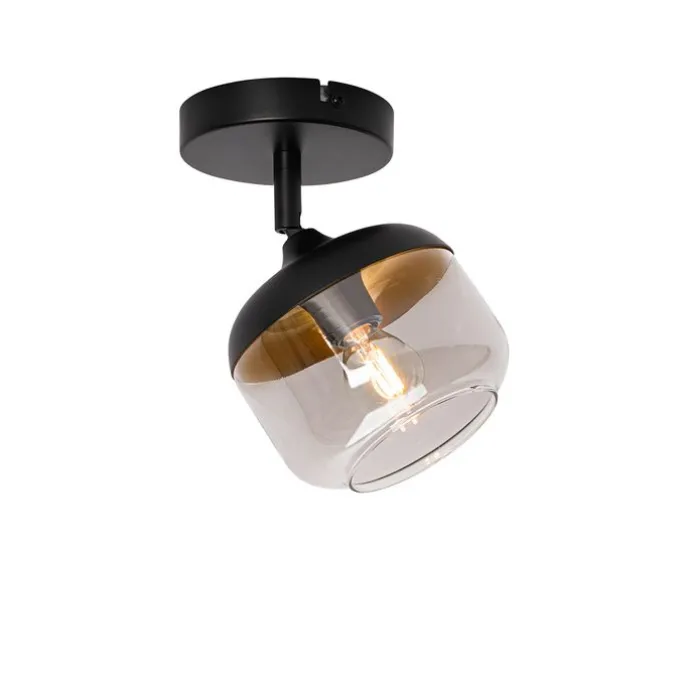 Design-Spot schwarz mit Gold und Rauchglas – Kyan