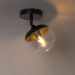 Design-Spot schwarz mit Gold und Rauchglas – Kyan