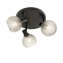 Design-Spot schwarz mit Rauchglas 3-flammig rund - Chico