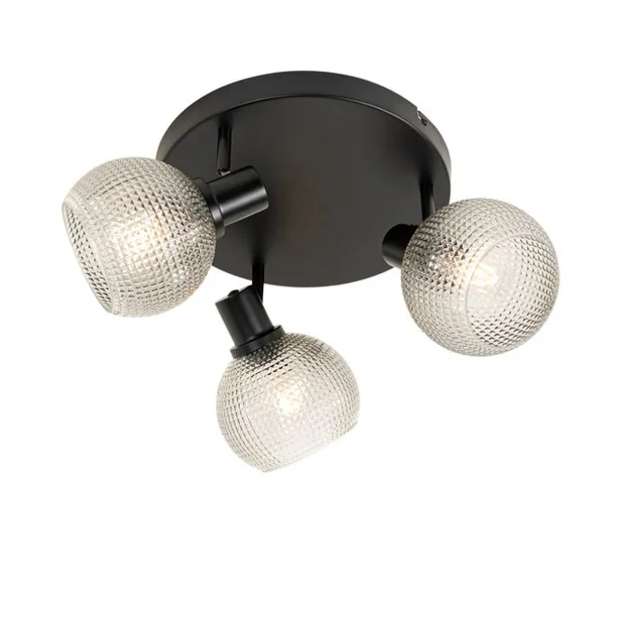 Design-Spot schwarz mit Rauchglas 3-flammig rund - Chico