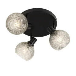 Design-Spot schwarz mit Rauchglas 3-flammig rund - Chico