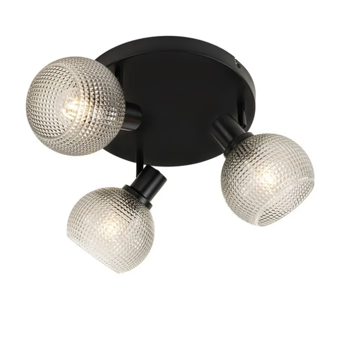 Design-Spot schwarz mit Rauchglas 3-flammig rund - Chico