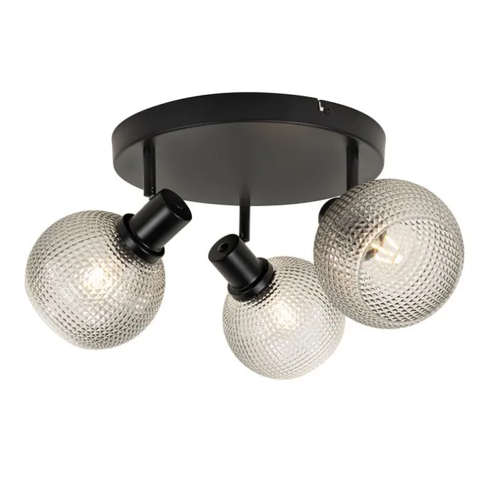 Design-Spot schwarz mit Rauchglas 3-flammig rund - Chico