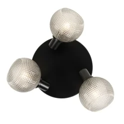 Design-Spot schwarz mit Rauchglas 3-flammig rund - Chico