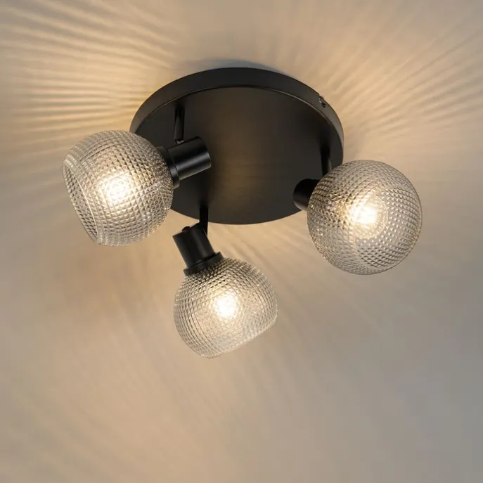 Design-Spot schwarz mit Rauchglas 3-flammig rund - Chico