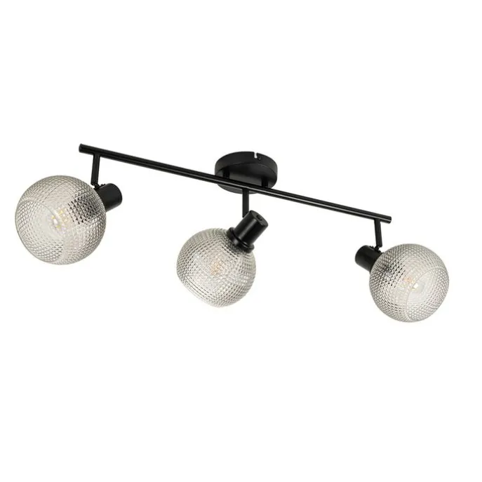 Design-Spot schwarz mit Rauchglas 3-flammig - Chico