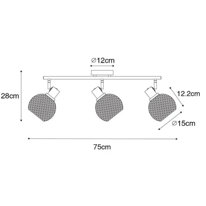 Design-Spot schwarz mit Rauchglas 3-flammig - Chico