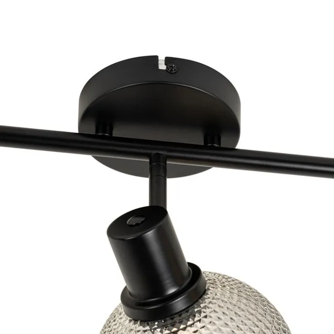 Design-Spot schwarz mit Rauchglas 3-flammig - Chico
