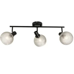 Design-Spot schwarz mit Rauchglas 3-flammig - Chico