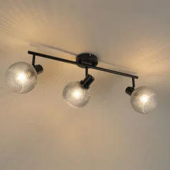 Design-Spot schwarz mit Rauchglas 3-flammig - Chico