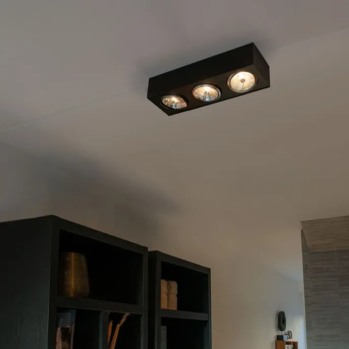 Design-Spot schwarz quadratisch 3-flammig - Kaya