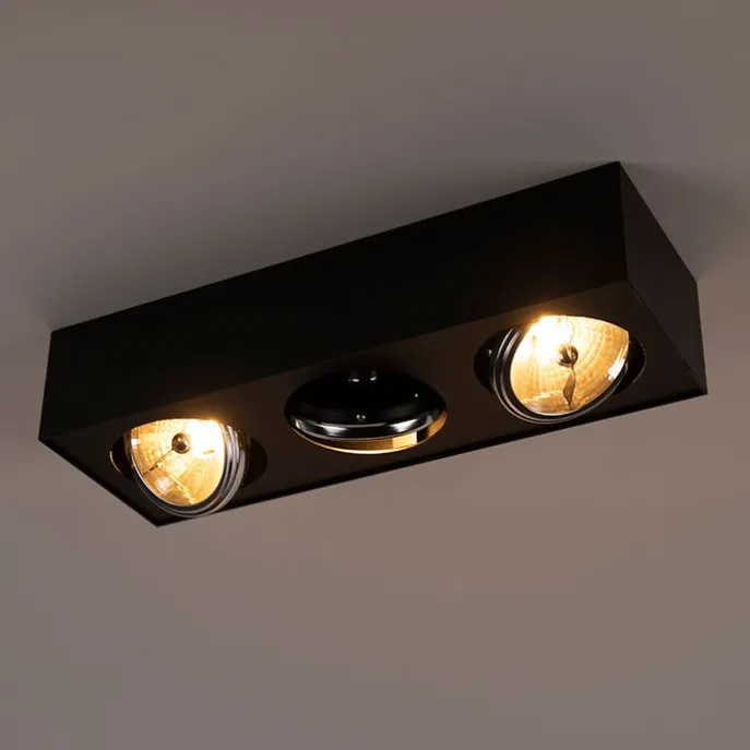 Design-Spot schwarz quadratisch 3-flammig - Kaya