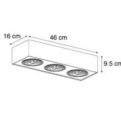Design-Spot schwarz quadratisch 3-flammig - Kaya