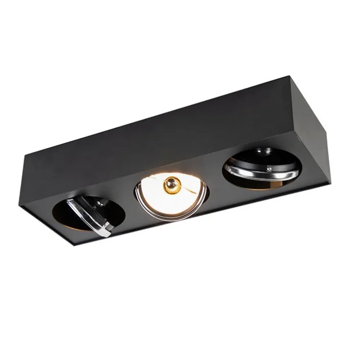 Design-Spot schwarz quadratisch 3-flammig - Kaya