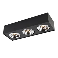 Design-Spot schwarz quadratisch 3-flammig - Kaya