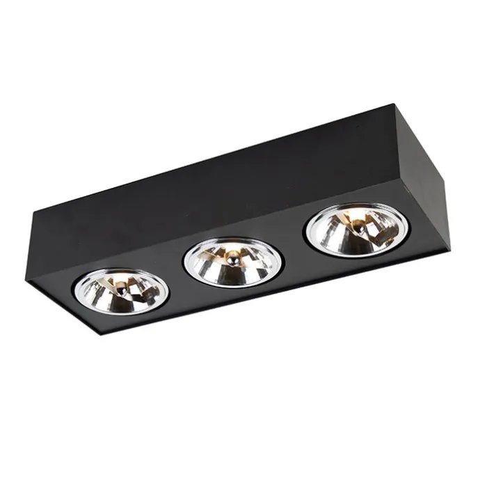 Design-Spot schwarz quadratisch 3-flammig - Kaya