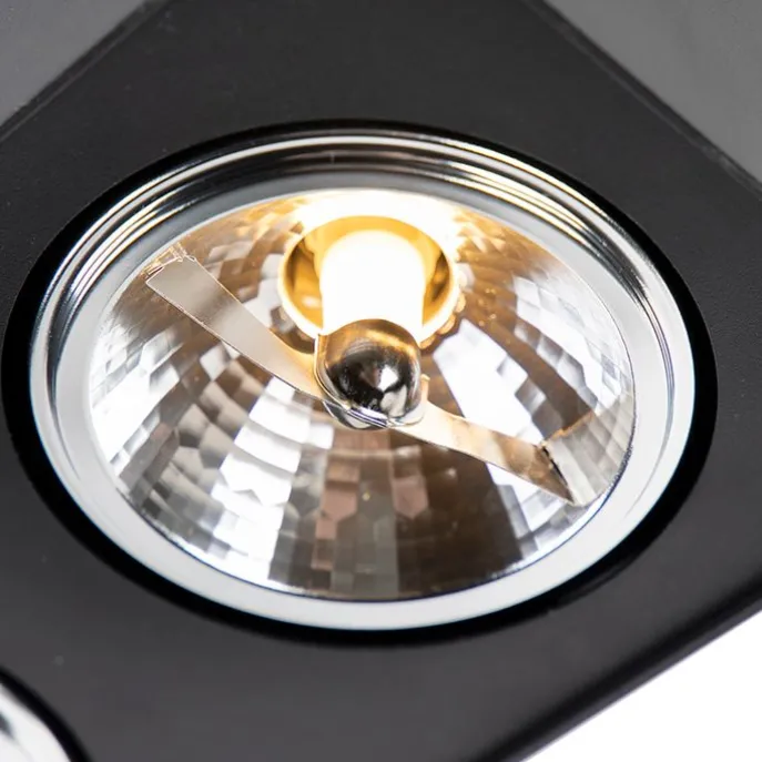 Design-Spot schwarz quadratisch 3-flammig - Kaya