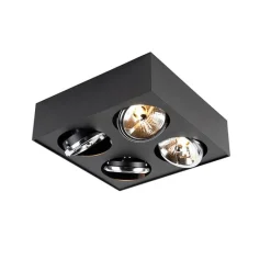 Design-Spot schwarz quadratisch 4-flammig - Kaya