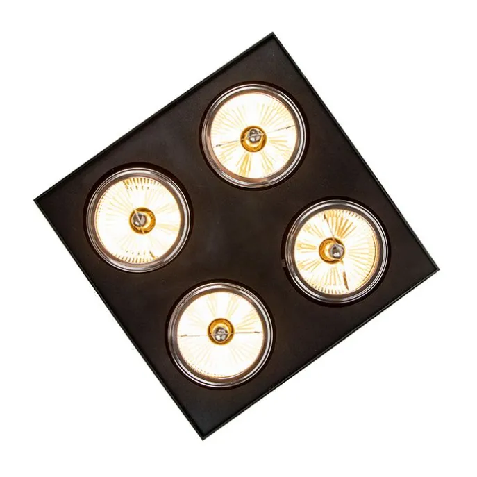 Design-Spot schwarz quadratisch 4-flammig - Kaya