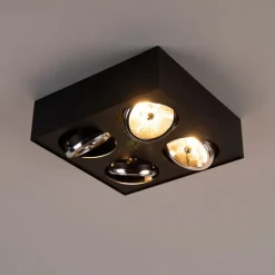 Design-Spot schwarz quadratisch 4-flammig - Kaya